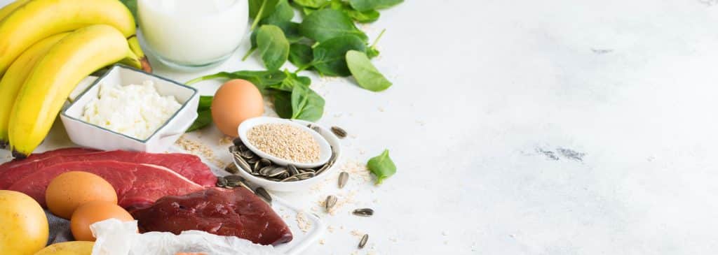 Assortment of healthy vitamin B6 source food