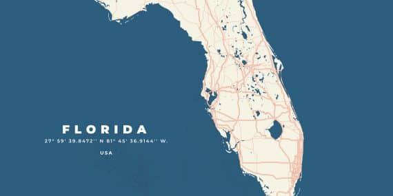 Image of the state of Florida on a navy blue background.